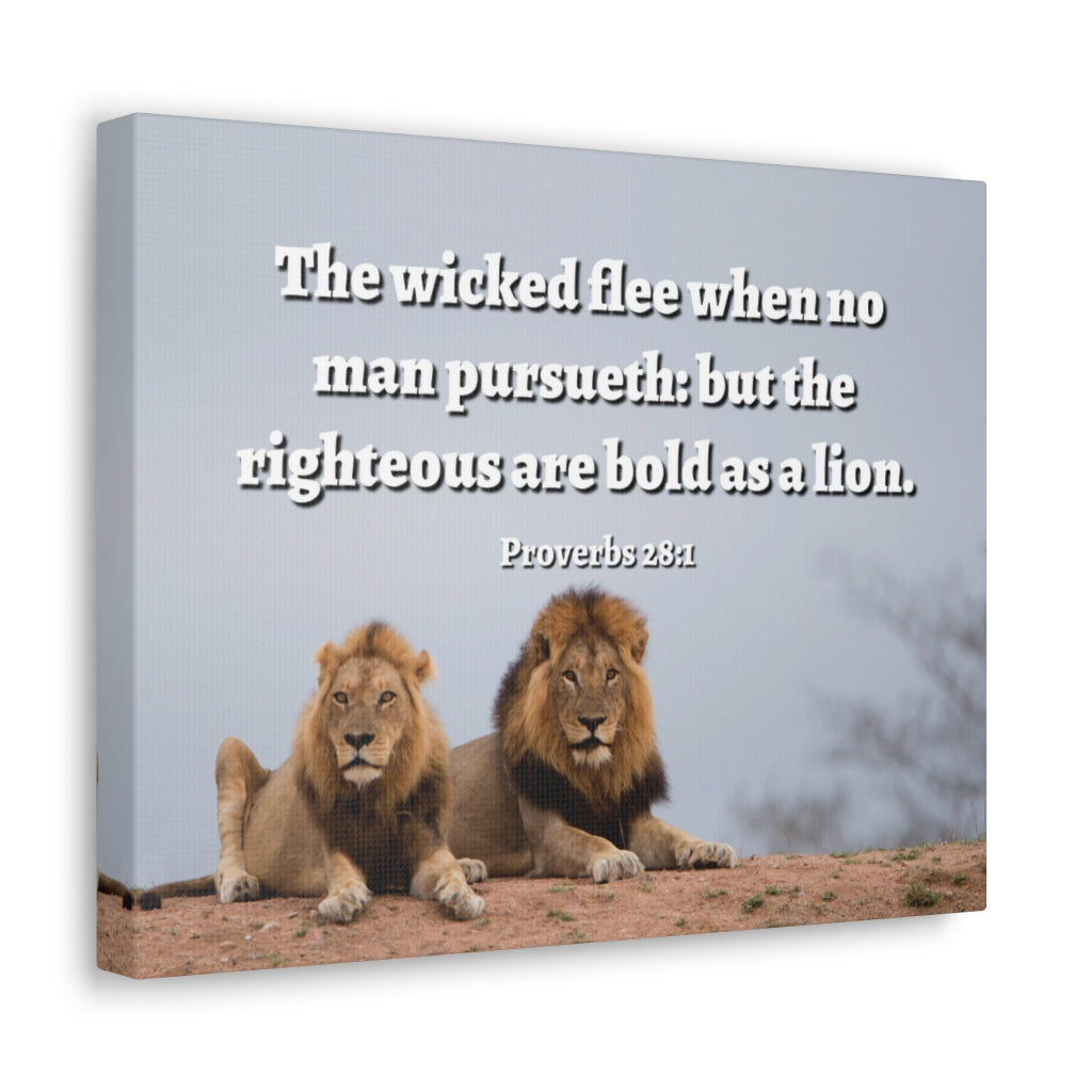Scripture Walls Bold As A Lion Proverbs 28:1 Bible Verse Canvas Christian Wall Art Ready to Hang Unframed-Express Your Love Gifts