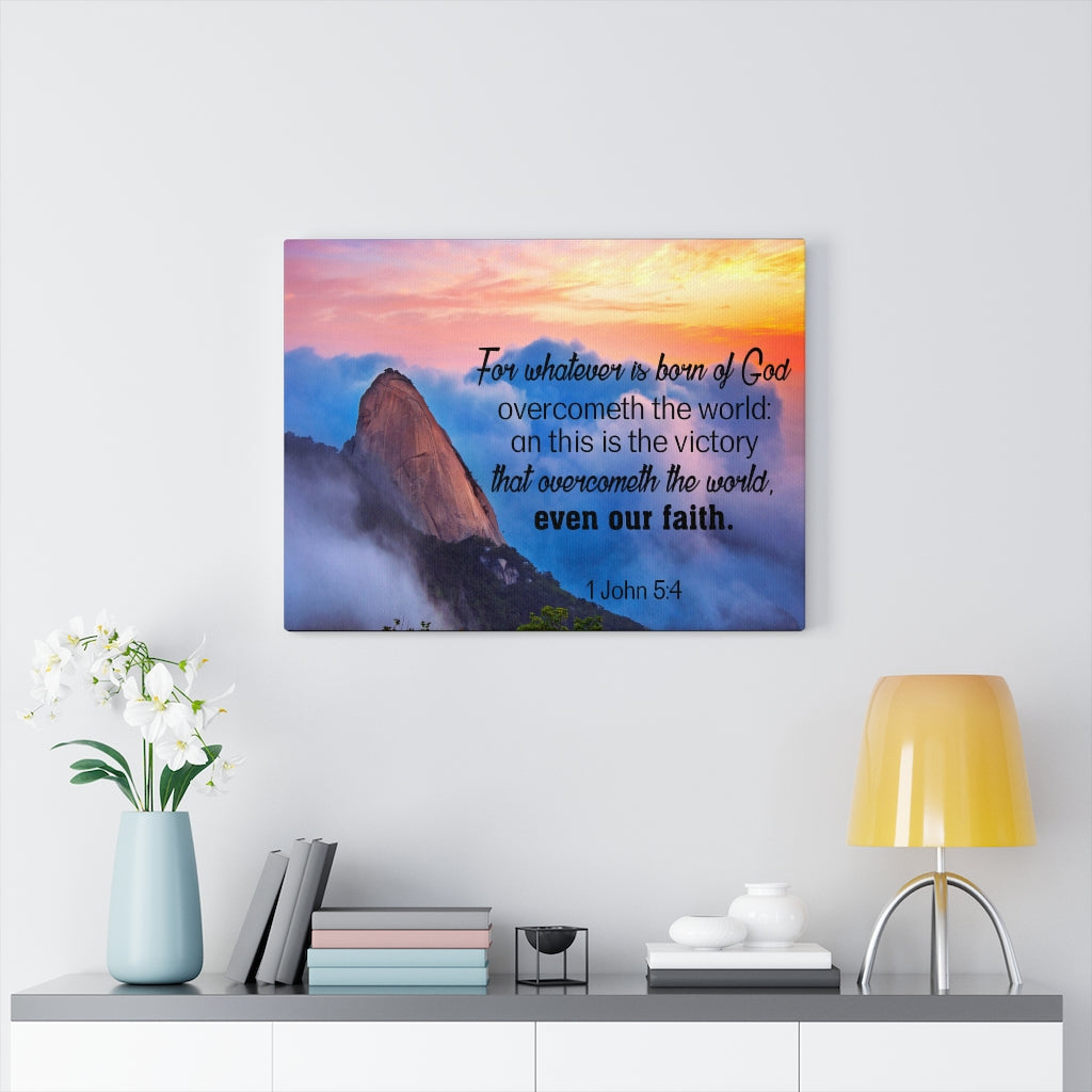 Scripture Walls Born of God 1 John 5:4 Bible Verse Canvas Christian Wall Art Ready to Hang Unframed-Express Your Love Gifts