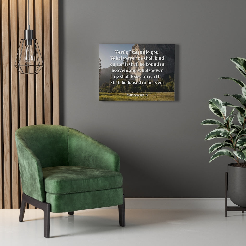 Scripture Walls Bound In Heaven Matthew 18:18 Bible Verse Canvas Christian Wall Art Ready to Hang Unframed-Express Your Love Gifts