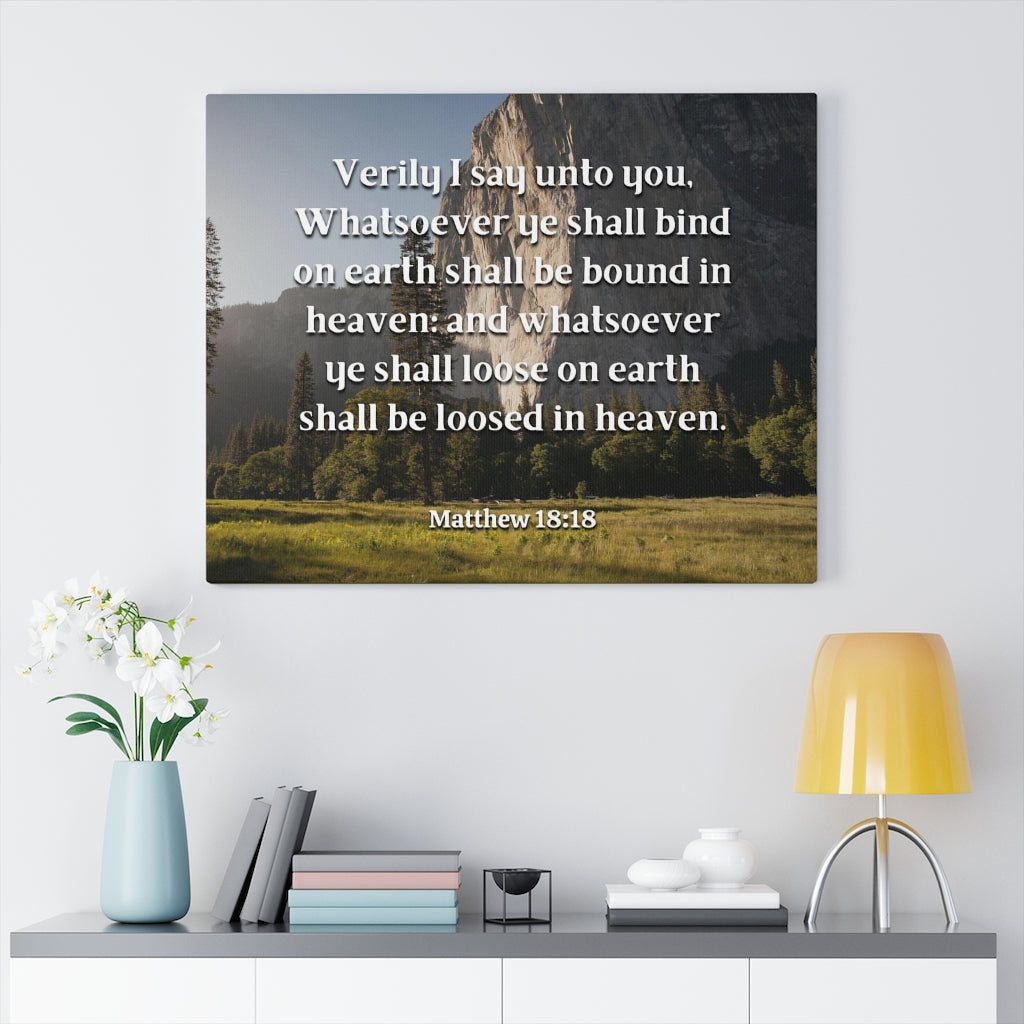 Scripture Walls Bound In Heaven Matthew 18:18 Bible Verse Canvas Christian Wall Art Ready to Hang Unframed-Express Your Love Gifts