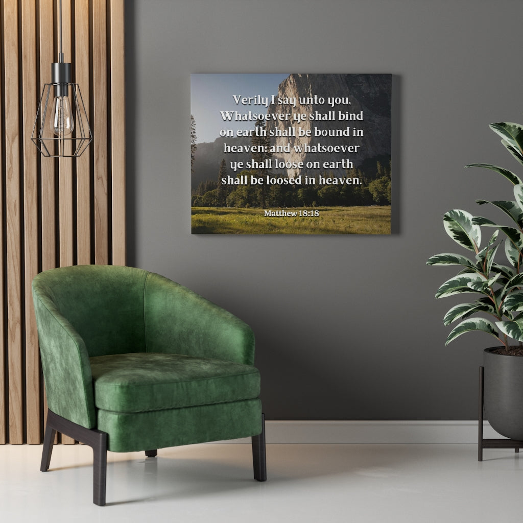 Scripture Walls Bound In Heaven Matthew 18:18 Bible Verse Canvas Christian Wall Art Ready to Hang Unframed-Express Your Love Gifts