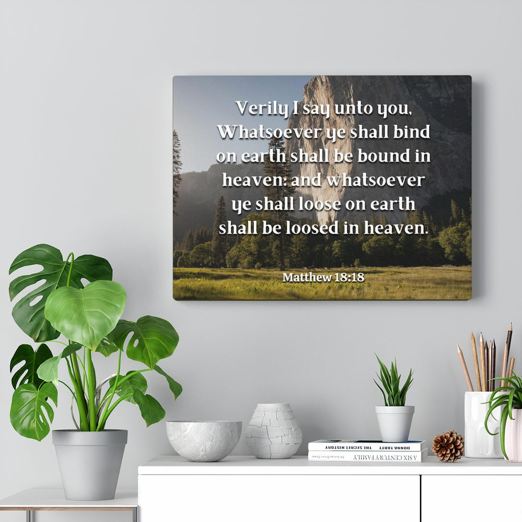 Scripture Walls Bound In Heaven Matthew 18:18 Bible Verse Canvas Christian Wall Art Ready to Hang Unframed-Express Your Love Gifts