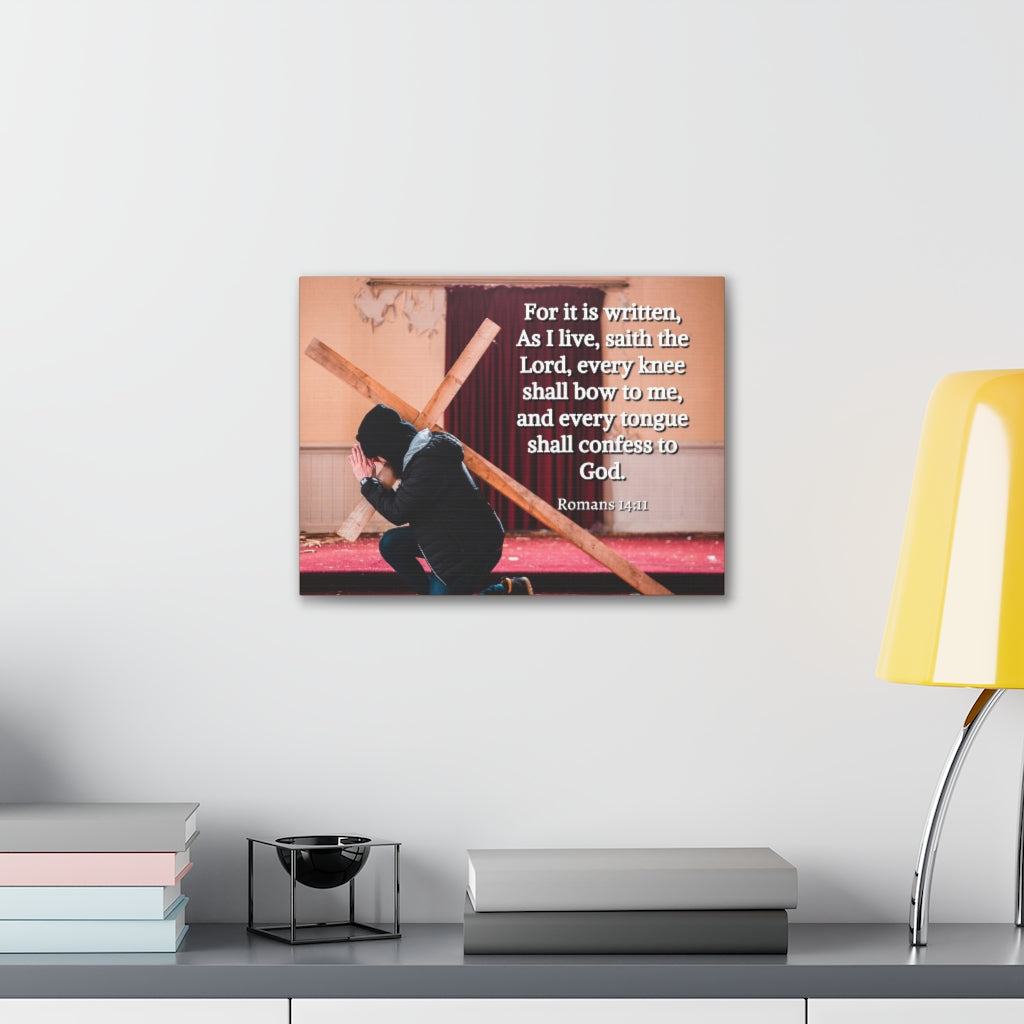 Scripture Walls Bow To Me Romans 14:11 Bible Verse Canvas Christian Wall Art Ready to Hang Unframed-Express Your Love Gifts