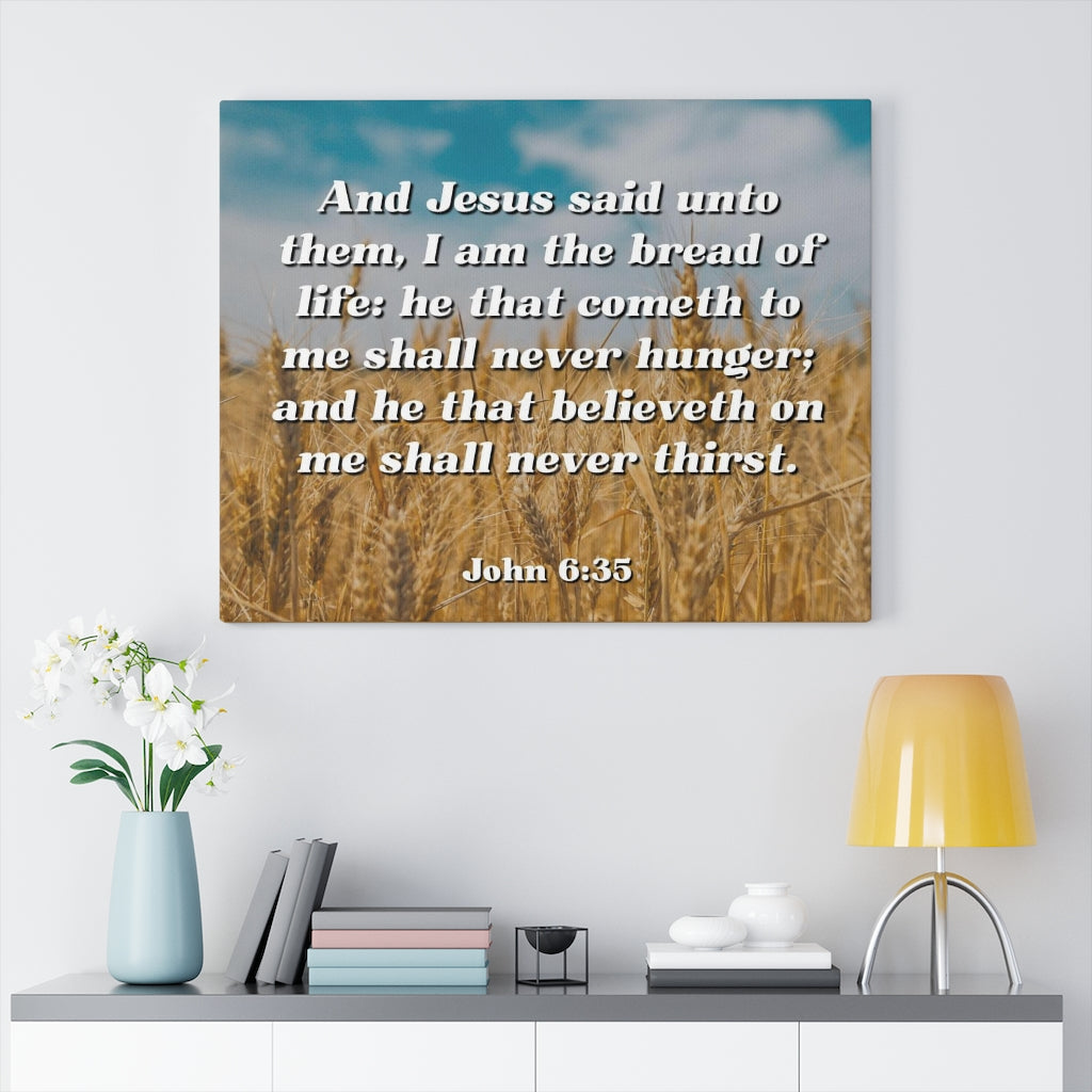 Scripture Walls Bread Of Life John 6:35 Bible Verse Canvas Christian Wall Art Ready to Hang Unframed-Express Your Love Gifts
