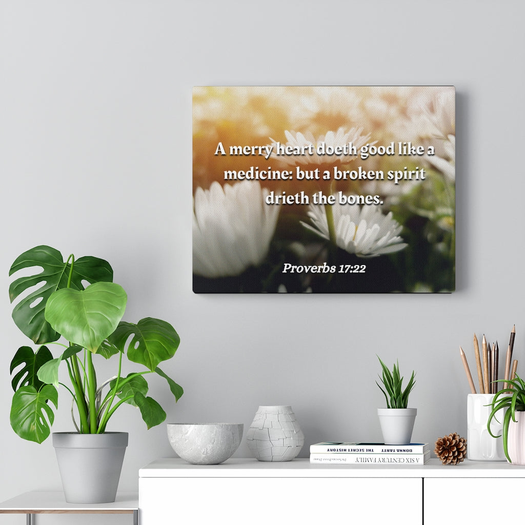 Scripture Walls Broken Spirit Proverbs 17:22 Bible Verse Canvas Christian Wall Art Ready to Hang Unframed-Express Your Love Gifts