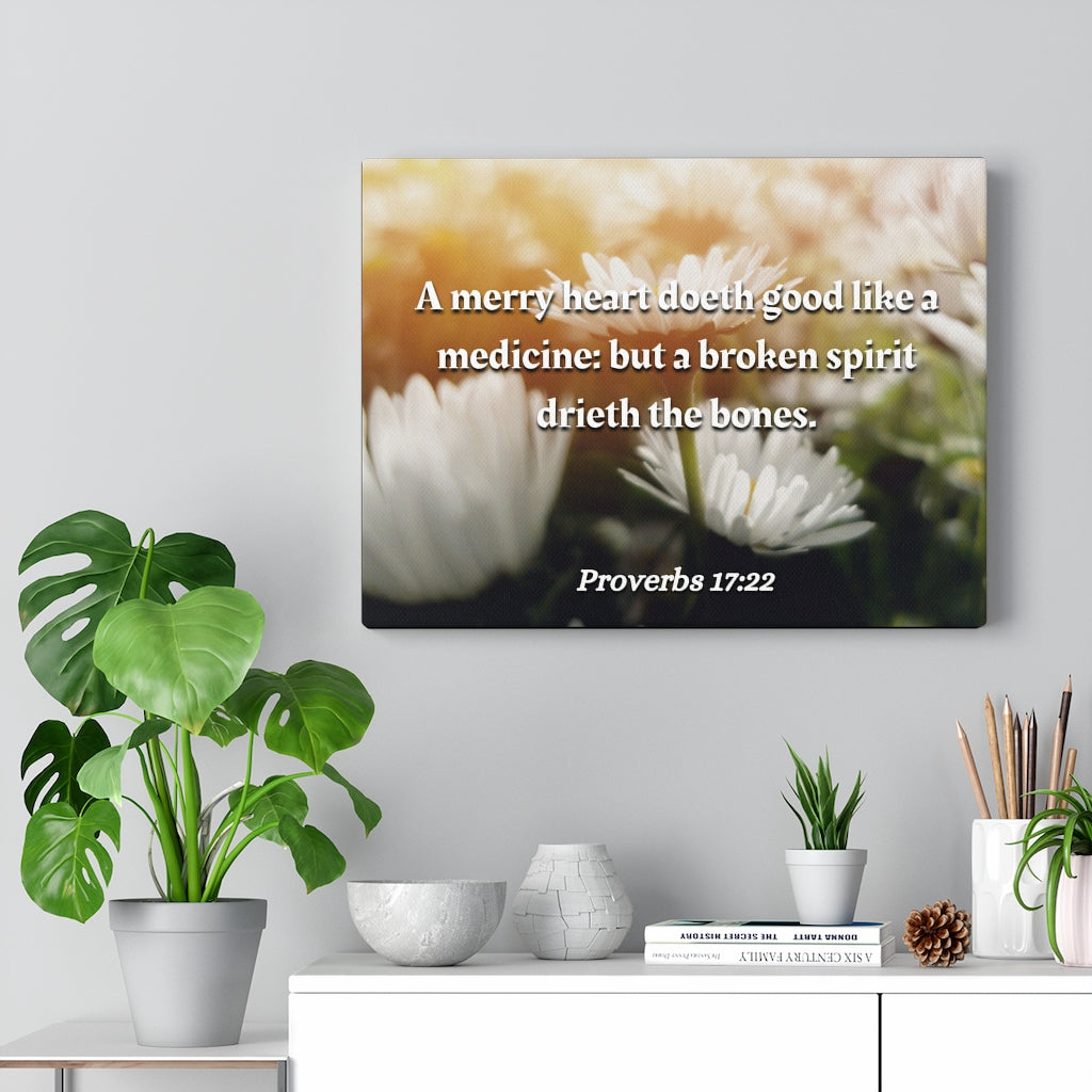 Scripture Walls Broken Spirit Proverbs 17:22 Bible Verse Canvas Christian Wall Art Ready to Hang Unframed-Express Your Love Gifts