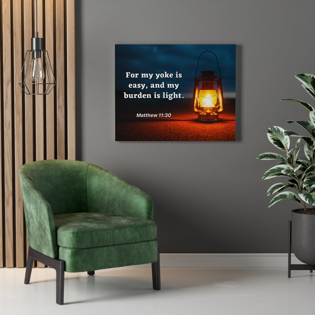 Scripture Walls Burden Is Light Matthew 11:30 Bible Verse Canvas Christian Wall Art Ready to Hang Unframed-Express Your Love Gifts