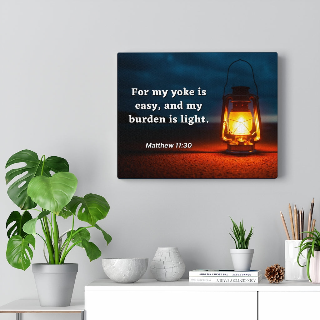 Scripture Walls Burden Is Light Matthew 11:30 Bible Verse Canvas Christian Wall Art Ready to Hang Unframed-Express Your Love Gifts