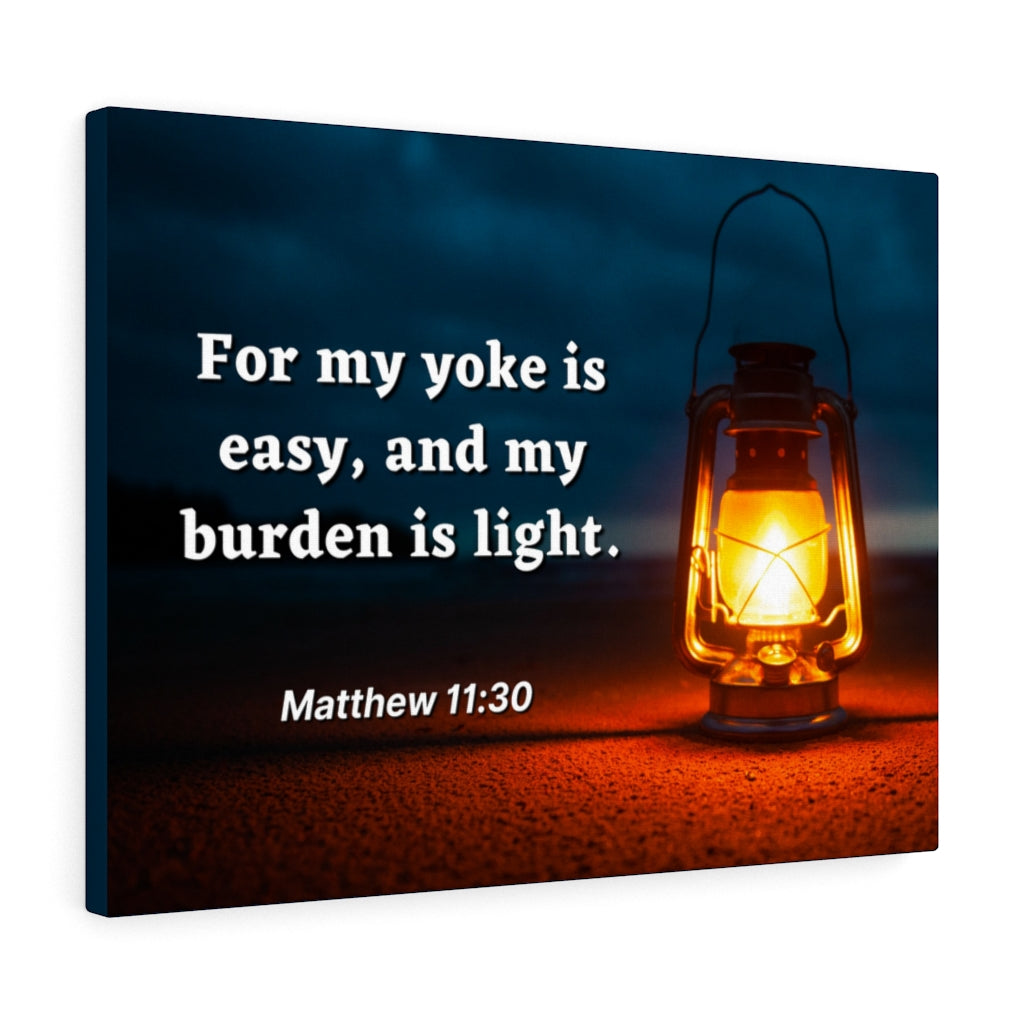 Scripture Walls Burden Is Light Matthew 11:30 Bible Verse Canvas Christian Wall Art Ready to Hang Unframed-Express Your Love Gifts