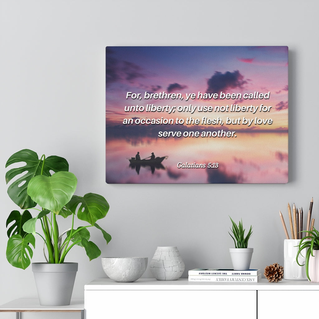 Scripture Walls But By Love Galatians 5:13 Bible Verse Canvas Christian Wall Art Ready to Hang Unframed-Express Your Love Gifts