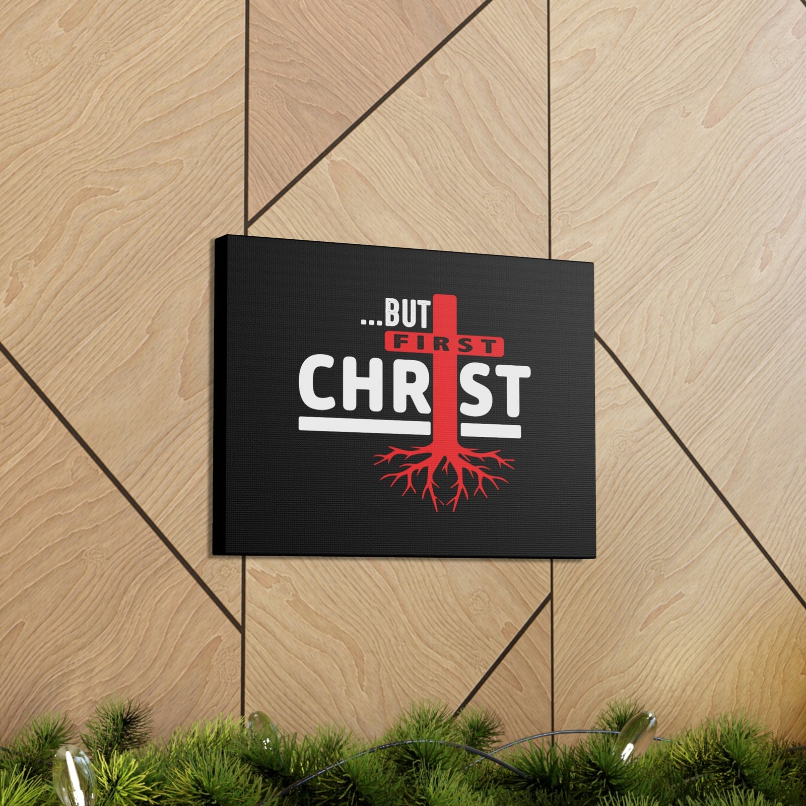 Scripture Walls But First Christ Matthew 6:33 Red Roots Christian Wall Art Bible Verse Print Ready to Hang Unframed-Express Your Love Gifts