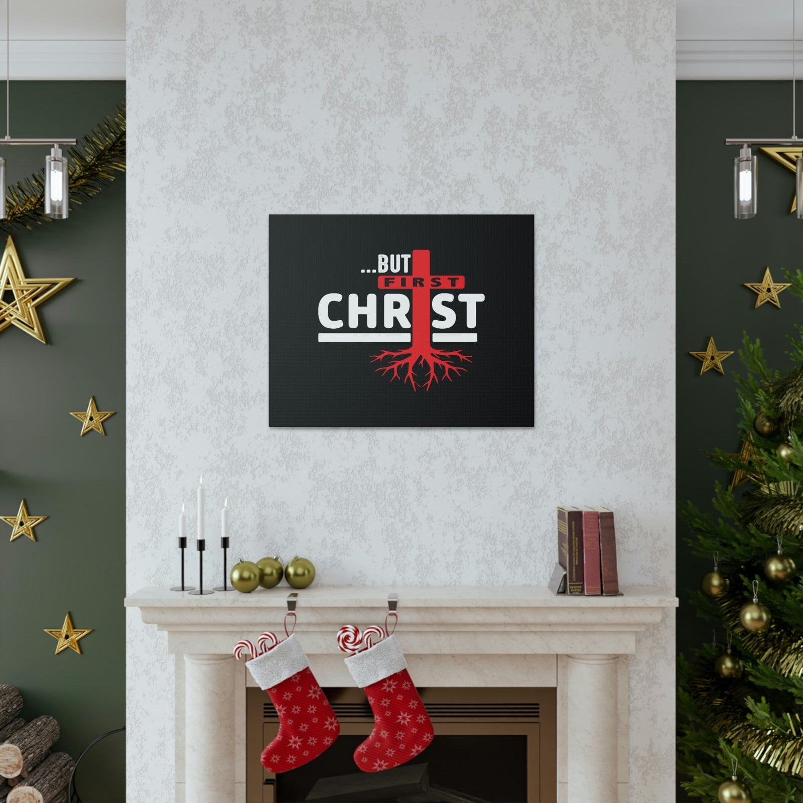 Scripture Walls But First Christ Matthew 6:33 Red Roots Christian Wall Art Bible Verse Print Ready to Hang Unframed-Express Your Love Gifts