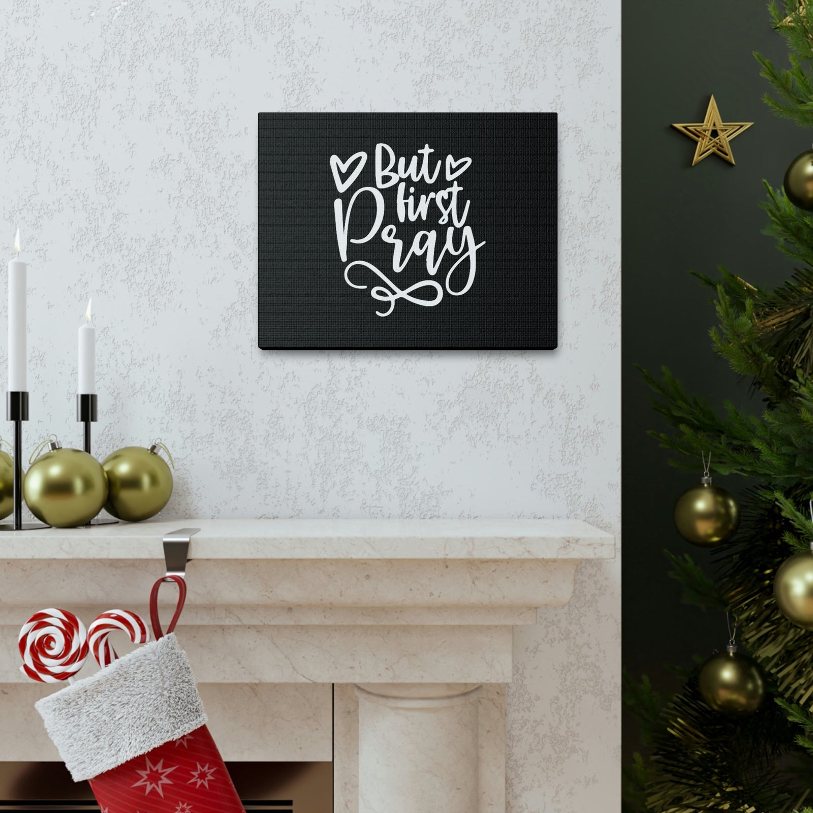 Scripture Walls But First Pray Luke 18:1 Two Hearts Christian Wall Art Bible Verse Print Ready to Hang Unframed-Express Your Love Gifts