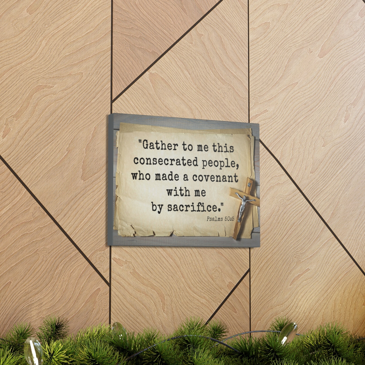 Scripture Walls By Sacrifice Psalm 50:5 Bible Verse Canvas Christian Wall Art Ready to Hang Unframed-Express Your Love Gifts