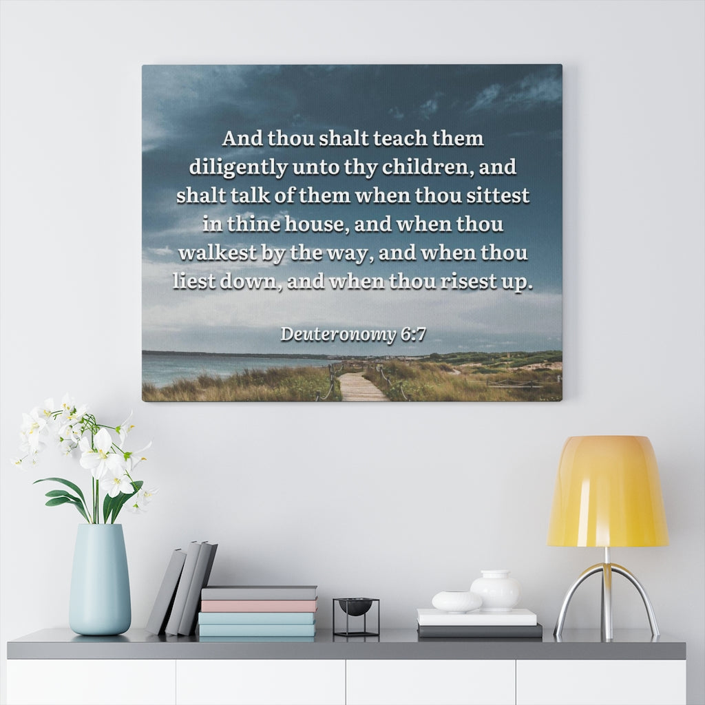 Scripture Walls By The Way Deuteronomy 6:7 Bible Verse Canvas Christian Wall Art Ready to Hang Unframed-Express Your Love Gifts