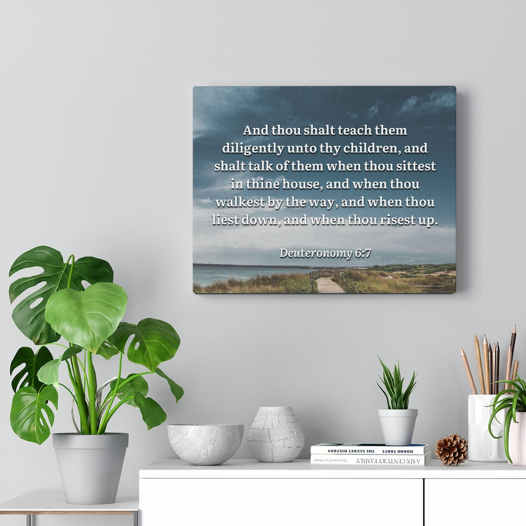 Scripture Walls By The Way Deuteronomy 6:7 Bible Verse Canvas Christian Wall Art Ready to Hang Unframed-Express Your Love Gifts