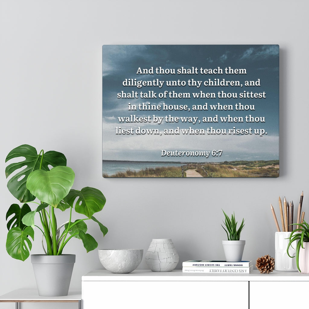 Scripture Walls By The Way Deuteronomy 6:7 Bible Verse Canvas Christian Wall Art Ready to Hang Unframed-Express Your Love Gifts