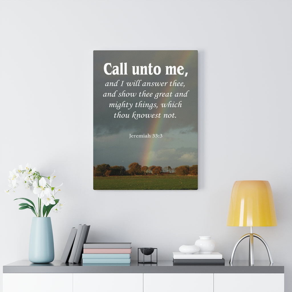 Scripture Walls Call Unto Me Jeremiah 33:3 Bible Verse Canvas Christian Wall Art Ready to Hang Unframed-Express Your Love Gifts