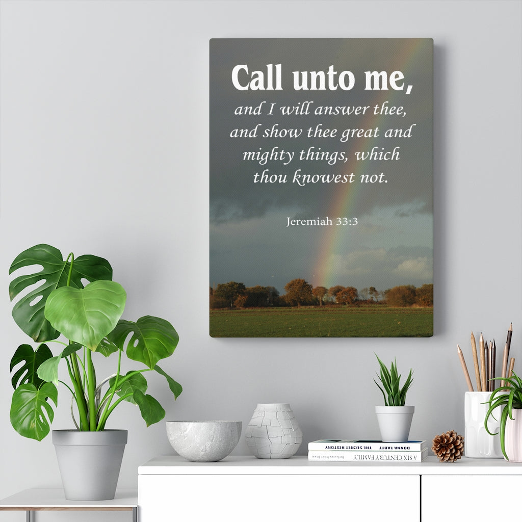 Scripture Walls Call Unto Me Jeremiah 33:3 Bible Verse Canvas Christian Wall Art Ready to Hang Unframed-Express Your Love Gifts