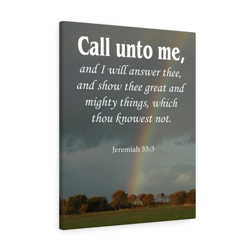 Scripture Walls Call Unto Me Jeremiah 33:3 Bible Verse Canvas Christian Wall Art Ready to Hang Unframed-Express Your Love Gifts