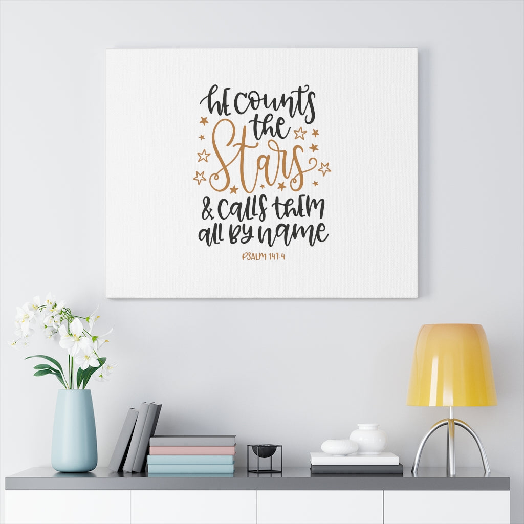 Scripture Walls Calls Them Psalm 147:4 Bible Verse Canvas Christian Wall Art Ready to Hang Unframed-Express Your Love Gifts