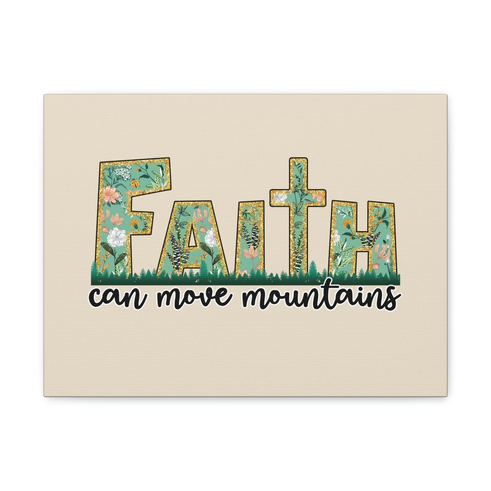 Scripture Walls Can Move Mountains Matthew 17:20 Floral Pastel Bible Verse Canvas Christian Wall Art Ready to Hang Unframed-Express Your Love Gifts