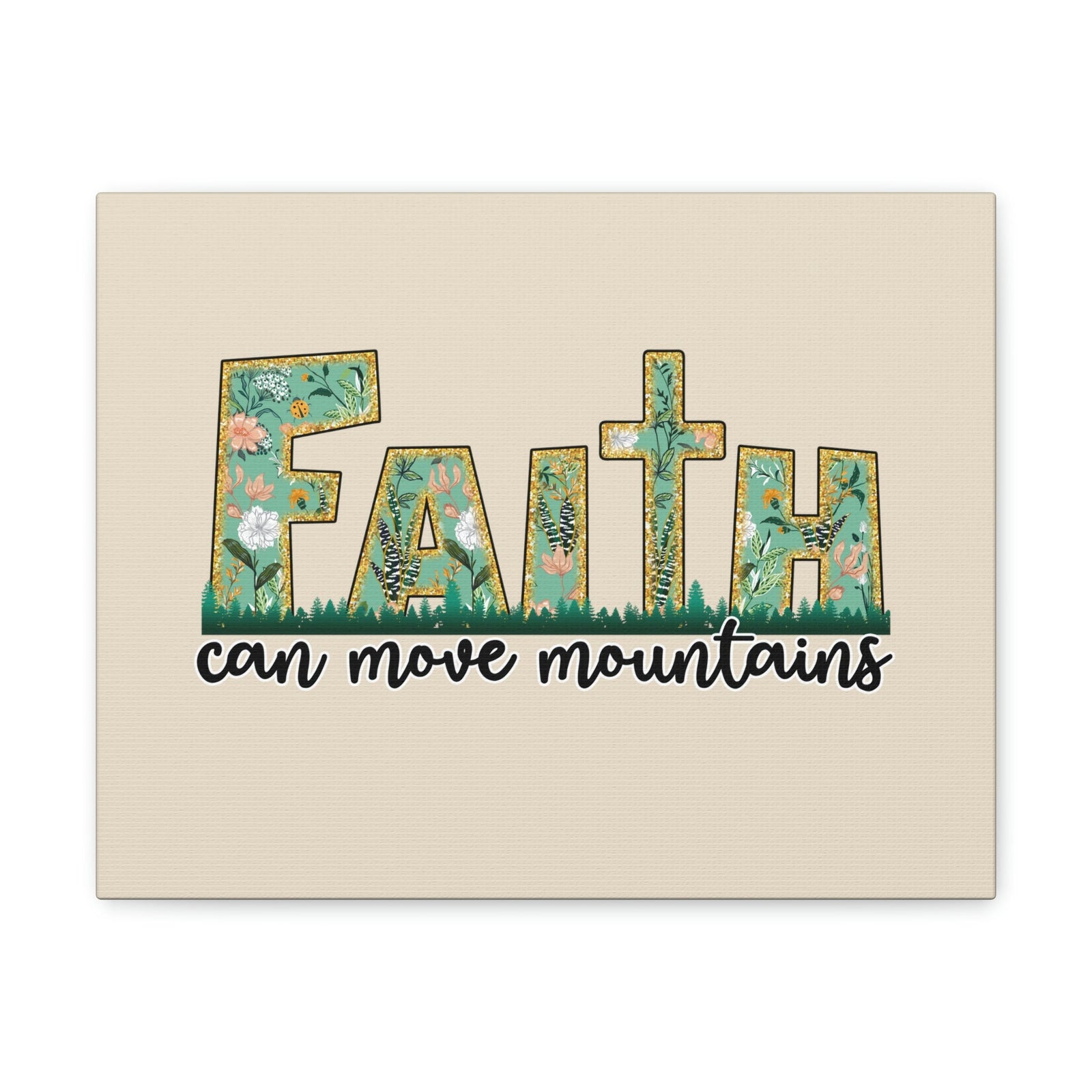 Scripture Walls Can Move Mountains Matthew 17:20 Floral Pastel Bible Verse Canvas Christian Wall Art Ready to Hang Unframed-Express Your Love Gifts