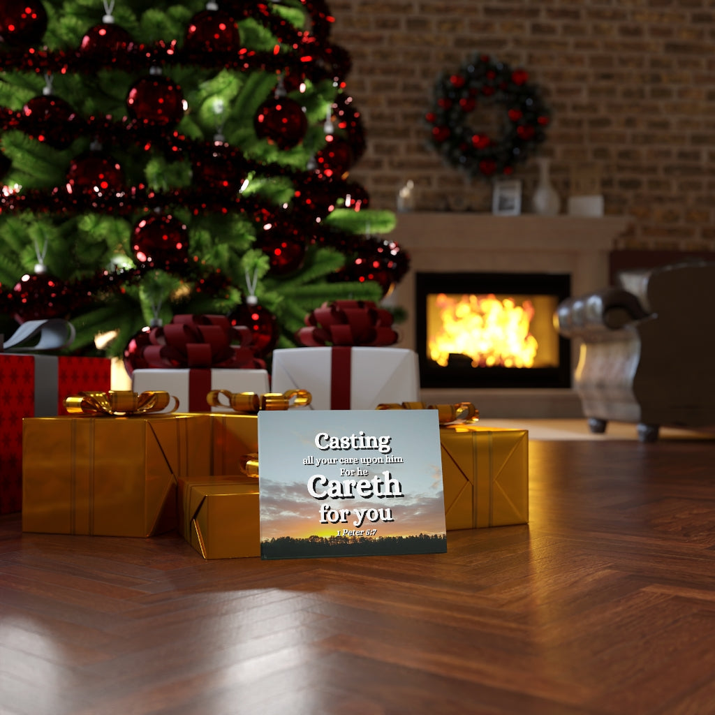 Scripture Walls CAreth For You 1 Peter 5:7 Bible Verse Canvas Christian Wall Art Ready to Hang Unframed-Express Your Love Gifts