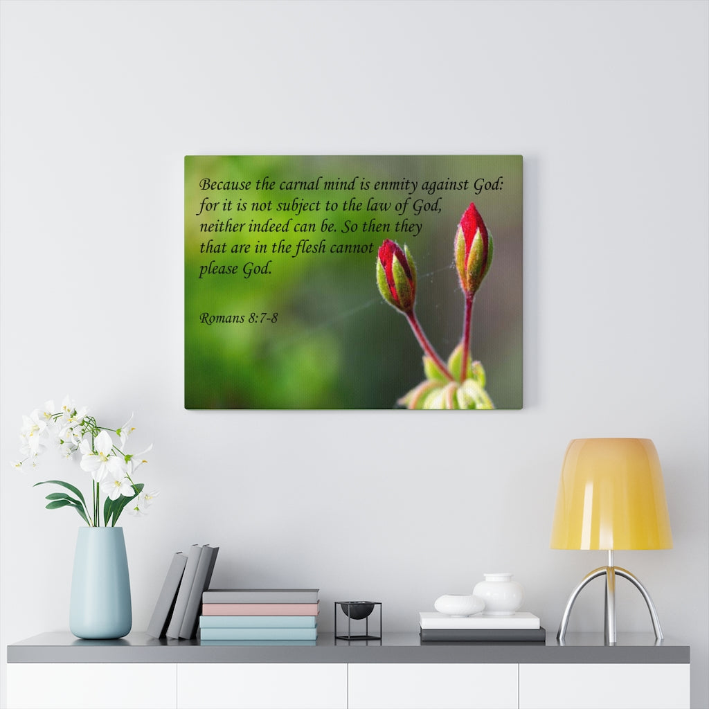 Scripture Walls Carnal Mind Romans 8:7-8 Bible Verse Canvas Christian Wall Art Ready to Hang Unframed-Express Your Love Gifts