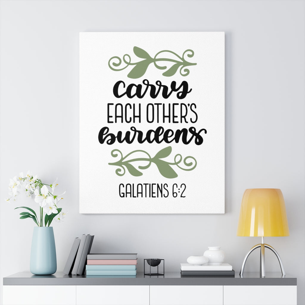 Scripture Walls Carry Each Other's Burdens Galatiens 6:2 Bible Verse Canvas Christian Wall Art Ready to Hang Unframed-Express Your Love Gifts
