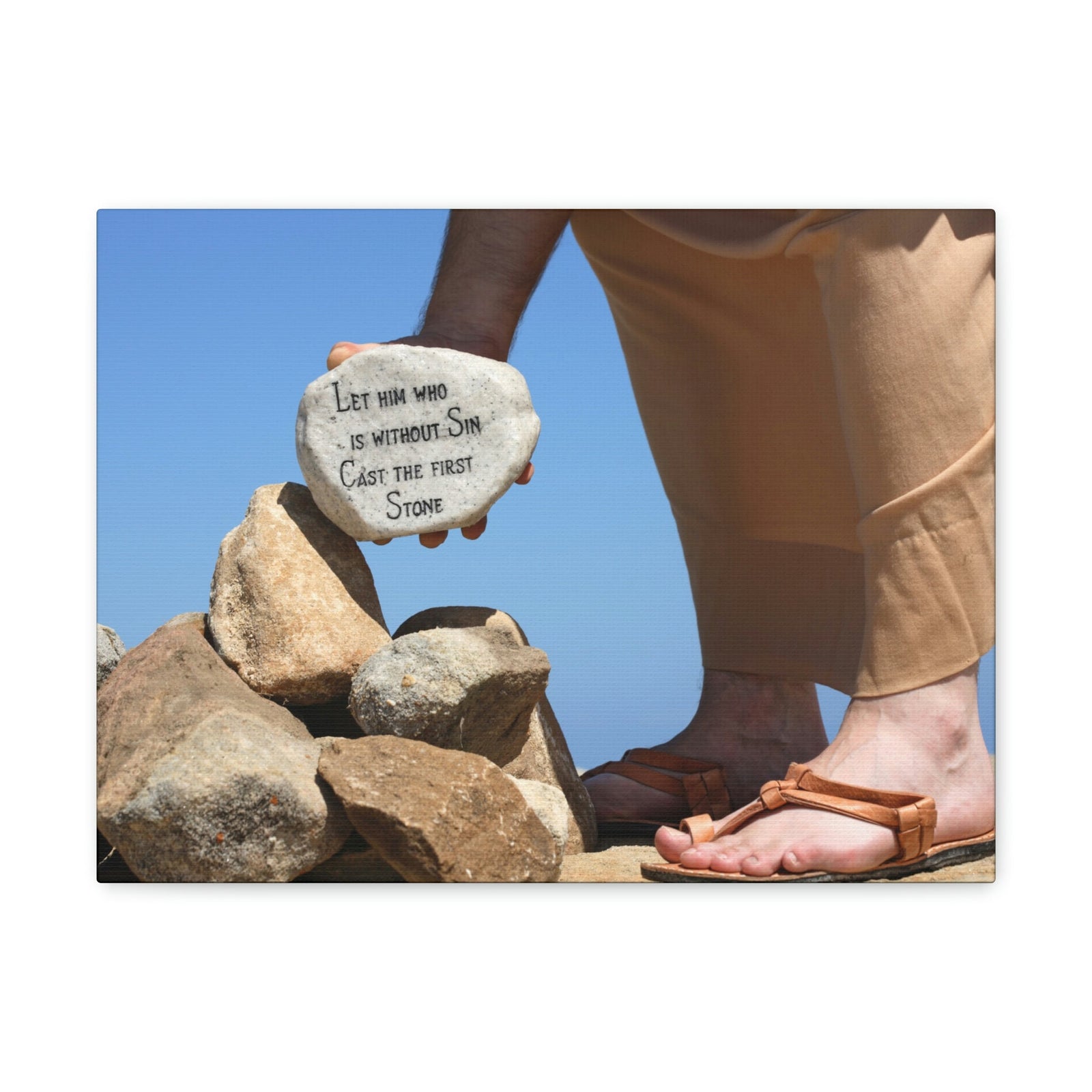 Scripture Walls Cast The First Stone John 8:7 Christian Wall Art Bible Verse Print Ready to Hang Unframed-Express Your Love Gifts