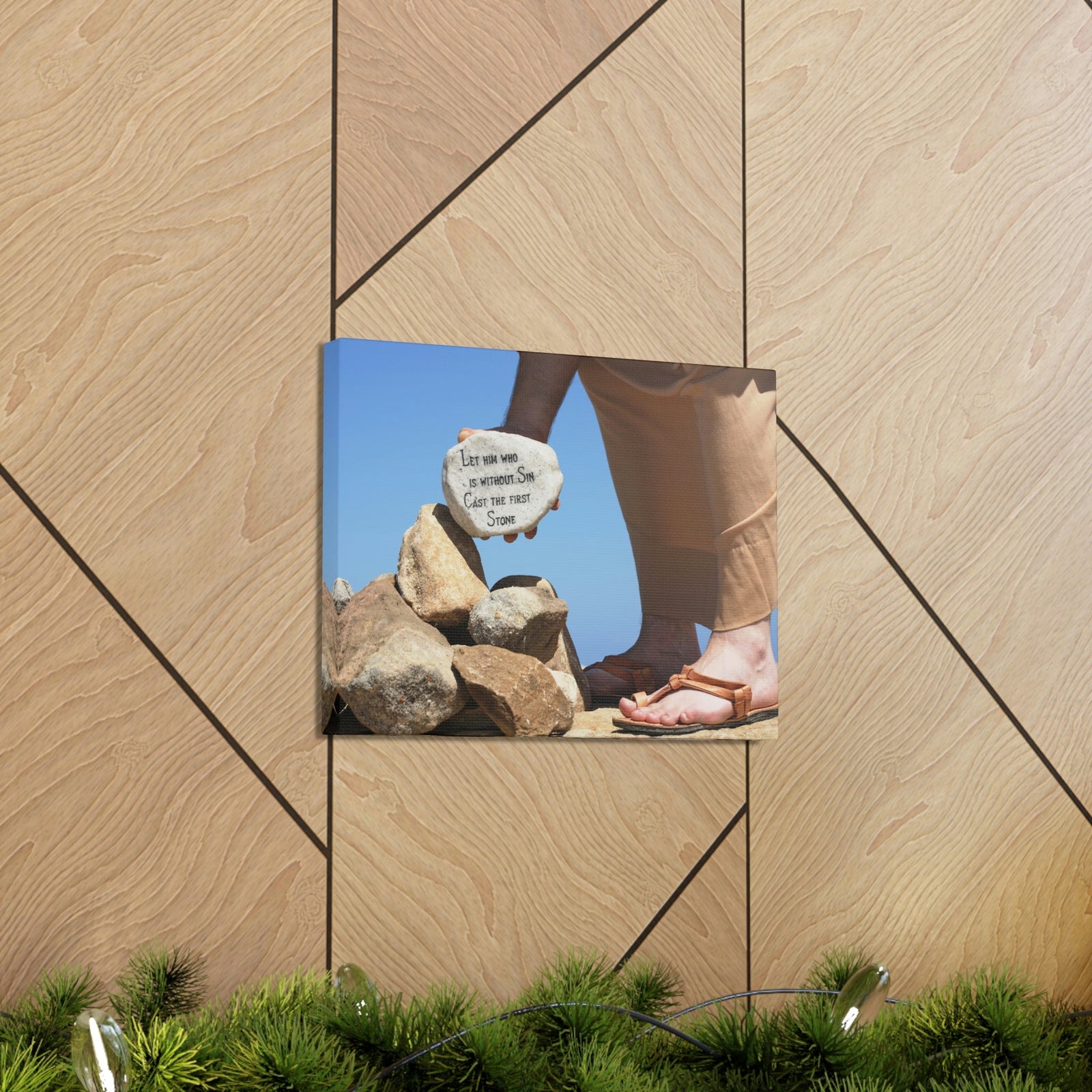 Scripture Walls Cast The First Stone John 8:7 Christian Wall Art Bible Verse Print Ready to Hang Unframed-Express Your Love Gifts