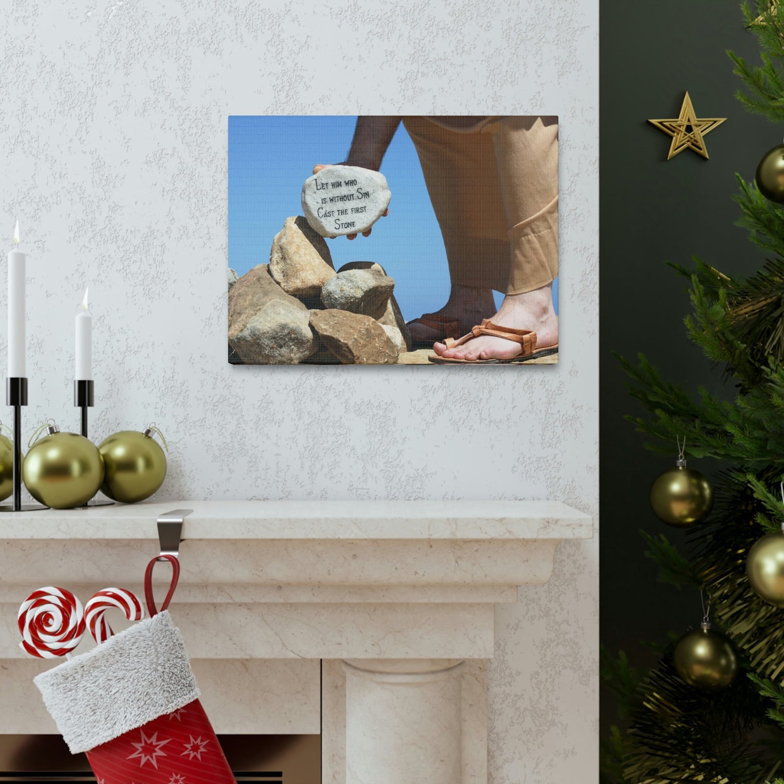 Scripture Walls Cast The First Stone John 8:7 Christian Wall Art Bible Verse Print Ready to Hang Unframed-Express Your Love Gifts