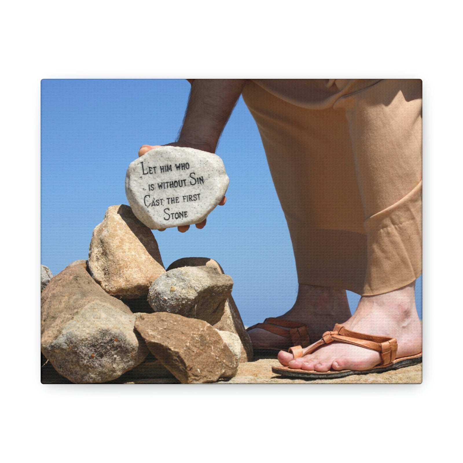 Scripture Walls Cast The First Stone John 8:7 Christian Wall Art Bible Verse Print Ready to Hang Unframed-Express Your Love Gifts