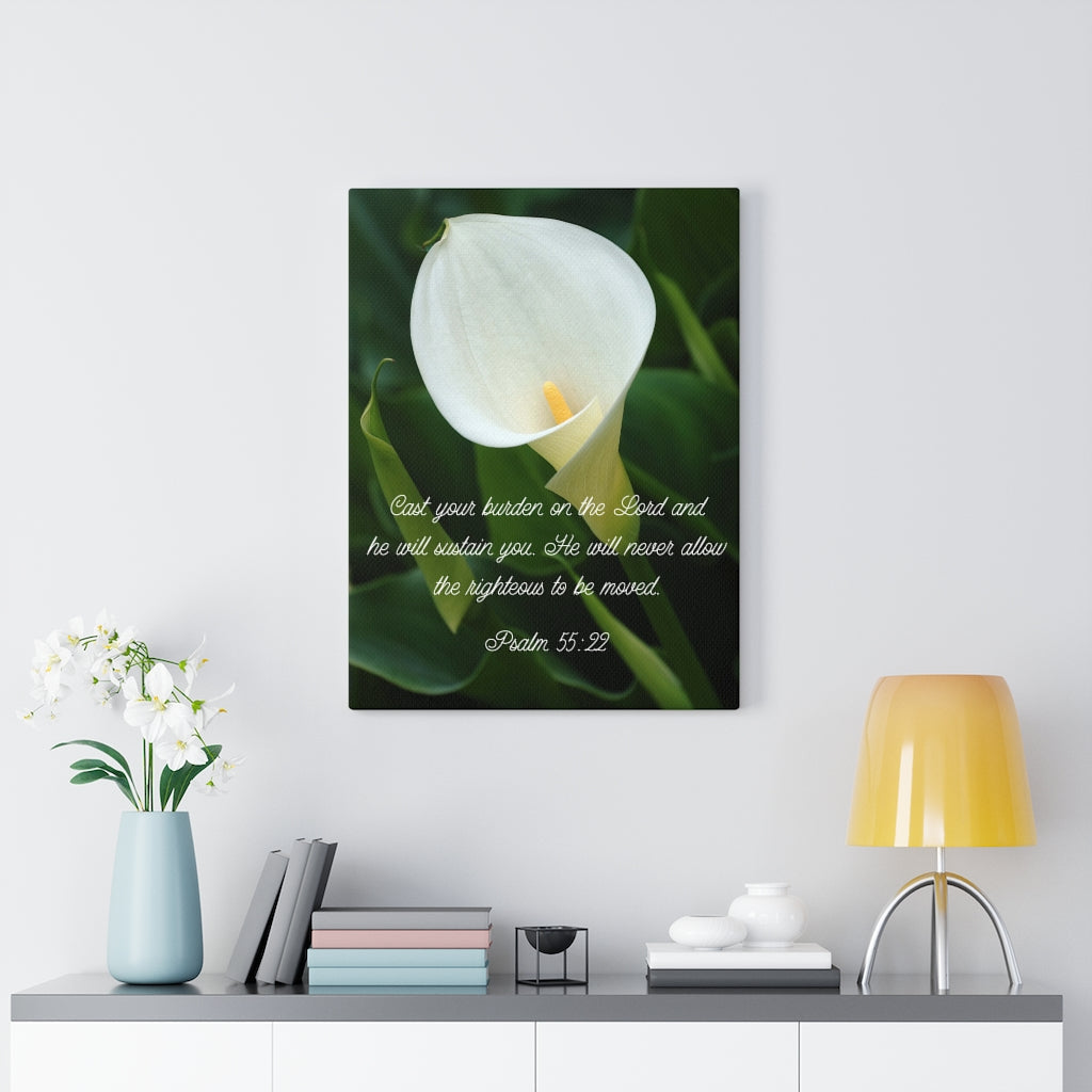 Scripture Walls Cast Your Burden Psalm 55:22 Bible Verse Canvas Christian Wall Art Ready to Hang Unframed-Express Your Love Gifts