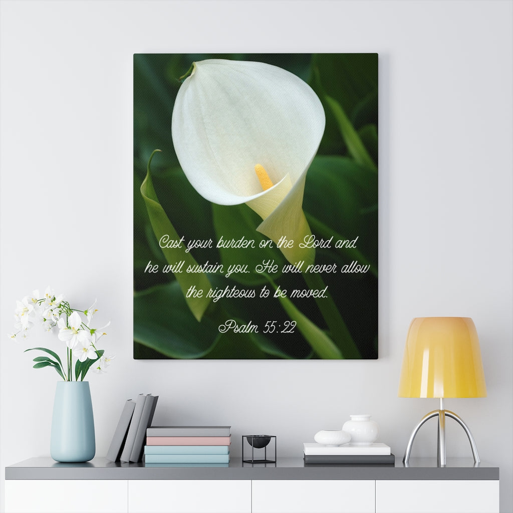 Scripture Walls Cast Your Burden Psalm 55:22 Bible Verse Canvas Christian Wall Art Ready to Hang Unframed-Express Your Love Gifts