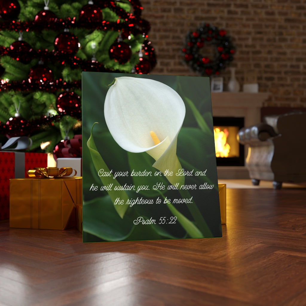 Scripture Walls Cast Your Burden Psalm 55:22 Bible Verse Canvas Christian Wall Art Ready to Hang Unframed-Express Your Love Gifts