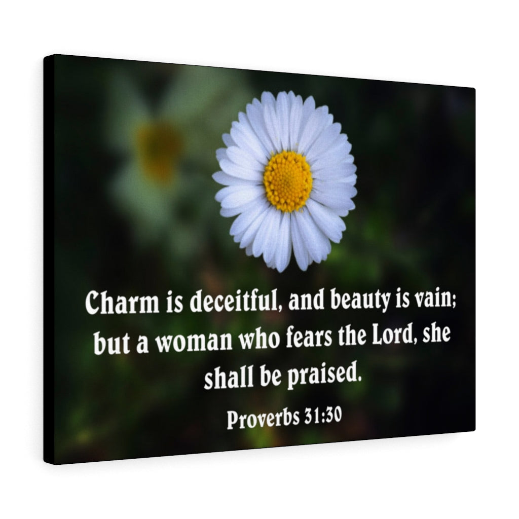 Scripture Walls Charm is Deceitful Proverbs 31:30 Bible Verse Canvas Christian Wall Art Ready to Hang Unframed-Express Your Love Gifts