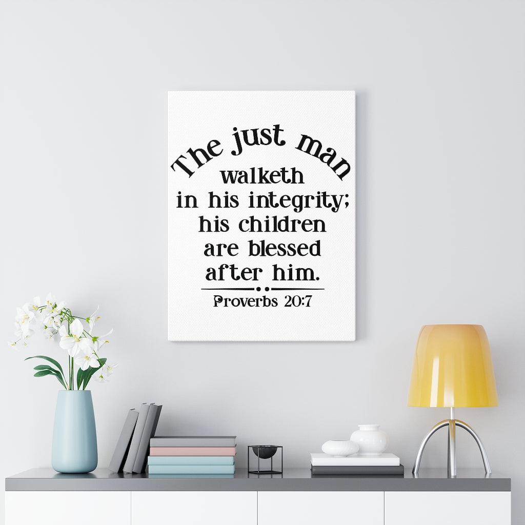 Scripture Walls Children Are Blessed Proverbs 20:7 Bible Verse Canvas Christian Wall Art Ready to Hang Unframed-Express Your Love Gifts