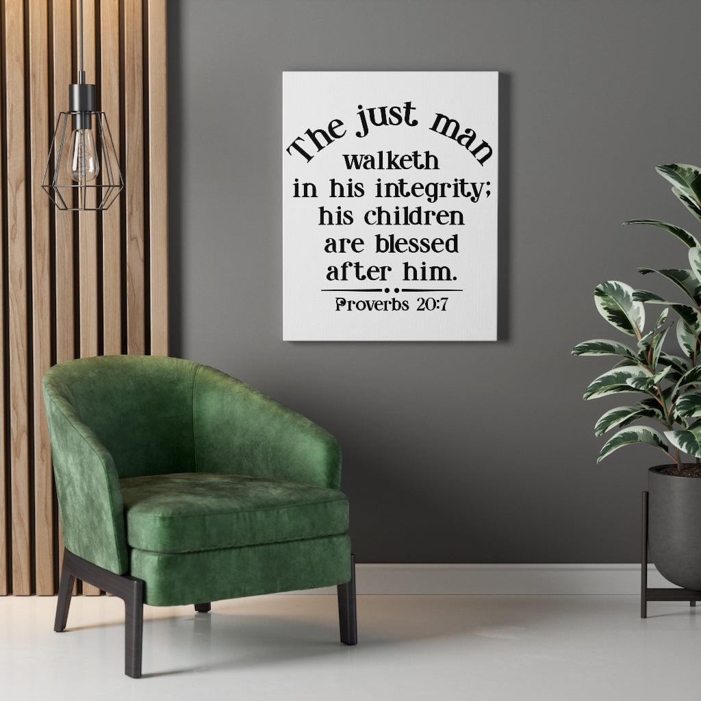 Scripture Walls Children Are Blessed Proverbs 20:7 Bible Verse Canvas Christian Wall Art Ready to Hang Unframed-Express Your Love Gifts
