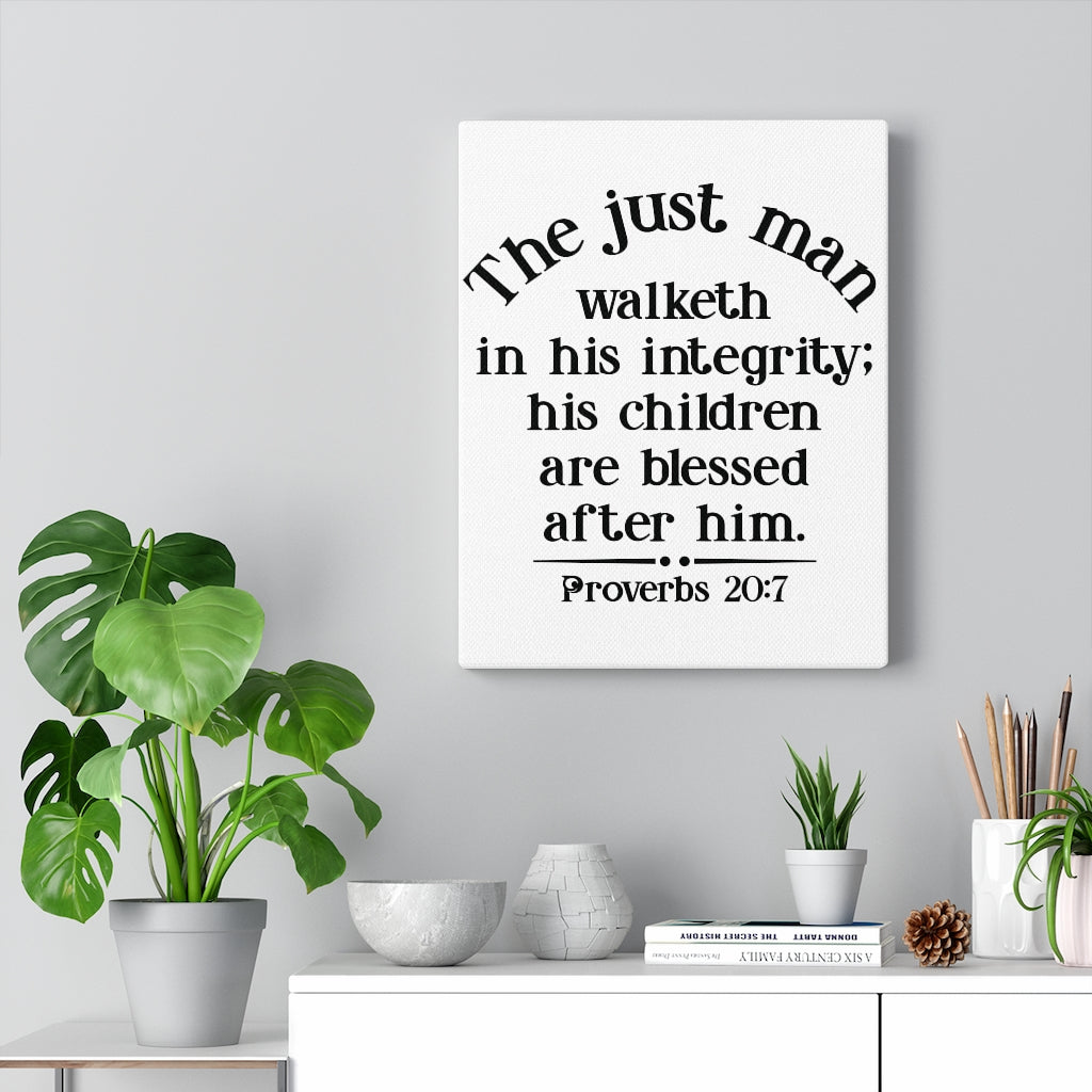 Scripture Walls Children Are Blessed Proverbs 20:7 Bible Verse Canvas Christian Wall Art Ready to Hang Unframed-Express Your Love Gifts