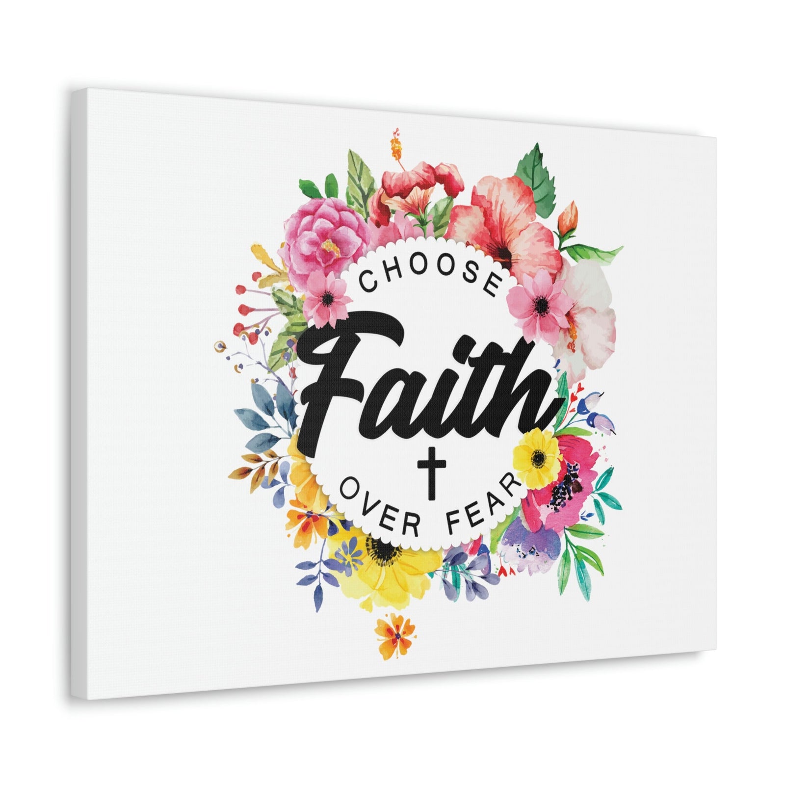 Scripture Walls Choose Faith Floral Wreath 2 Timothy 1:7 Bible Canvas Christian Wall Art Ready to Hang Unframed-Express Your Love Gifts