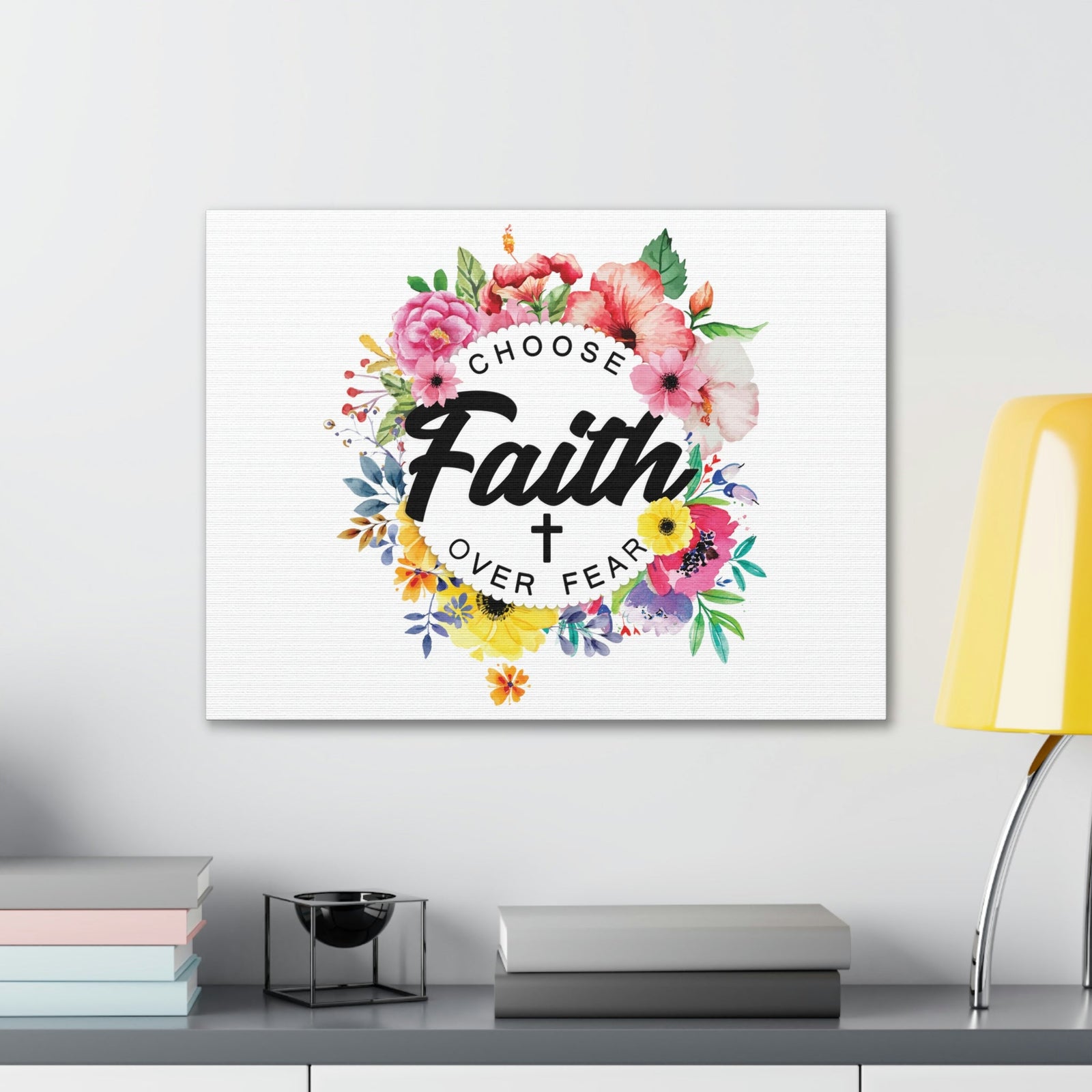 Scripture Walls Choose Faith Floral Wreath 2 Timothy 1:7 Bible Canvas Christian Wall Art Ready to Hang Unframed-Express Your Love Gifts