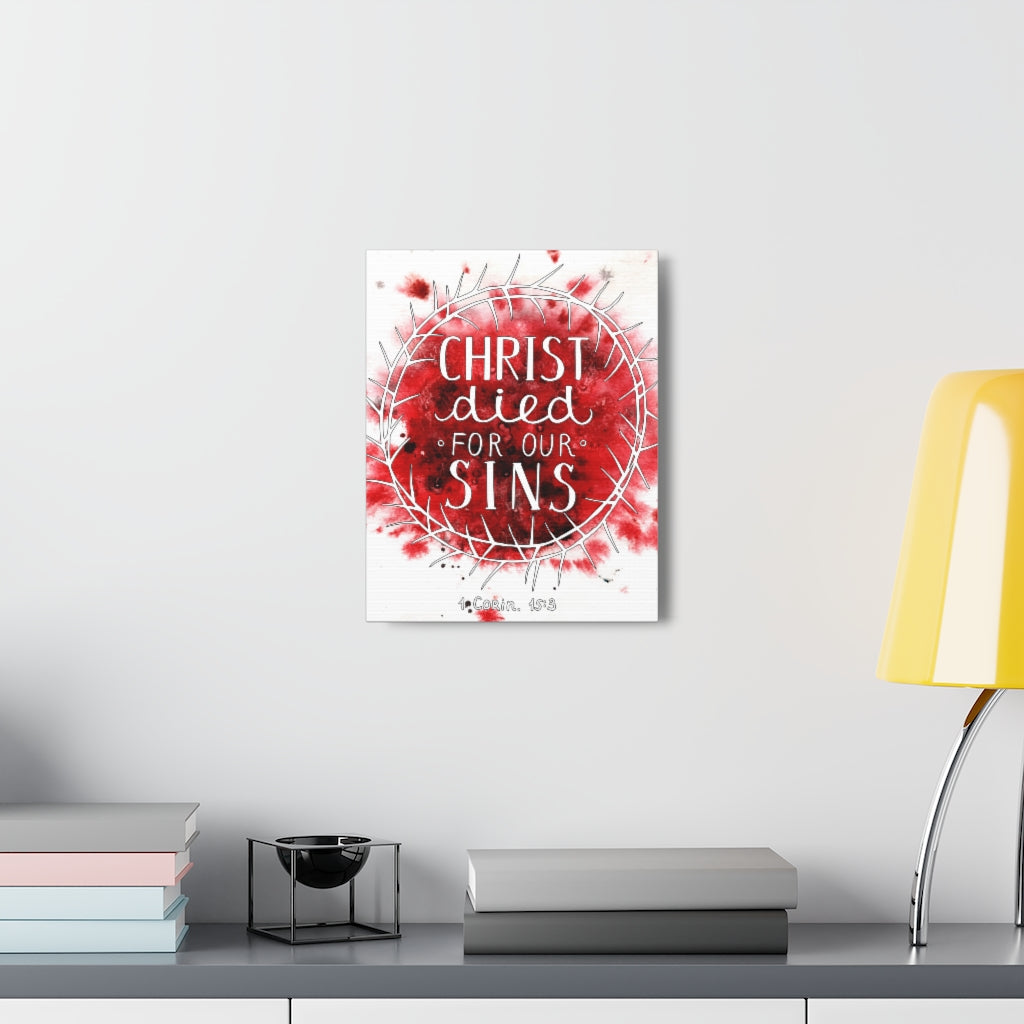 Scripture Walls Christ Died For Our Sins 1 Corinthians 15:3 Bible Verse Canvas Christian Wall Art Ready To Hang Unframed-Express Your Love Gifts