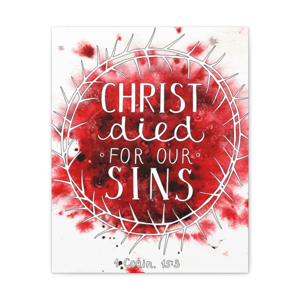Scripture Walls Christ Died For Our Sins 1 Corinthians 15:3 Bible Verse Canvas Christian Wall Art Ready To Hang Unframed-Express Your Love Gifts