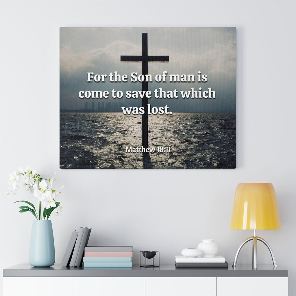 Scripture Walls Christ Saves Matthew 18:11 Bible Verse Canvas Christian Wall Art Ready to Hang Unframed-Express Your Love Gifts