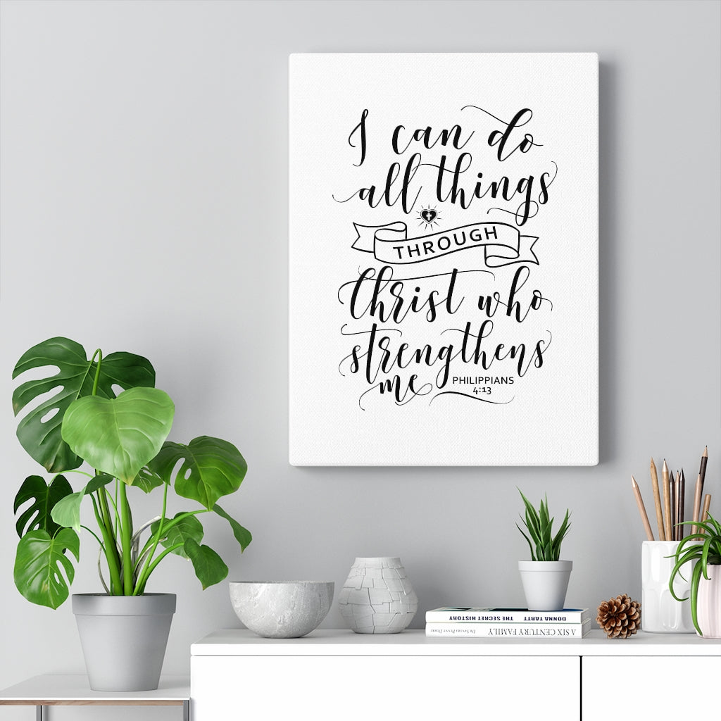 Scripture Walls Christ Who Strengthens Me Philippians 4:13 Bible Verse Canvas Christian Wall Art Ready to Hang Unframed-Express Your Love Gifts
