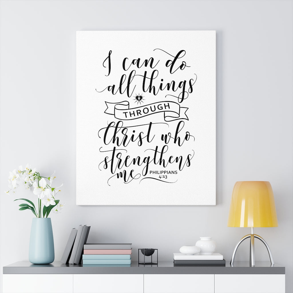 Scripture Walls Christ Who Strengthens Me Philippians 4:13 Bible Verse Canvas Christian Wall Art Ready to Hang Unframed-Express Your Love Gifts