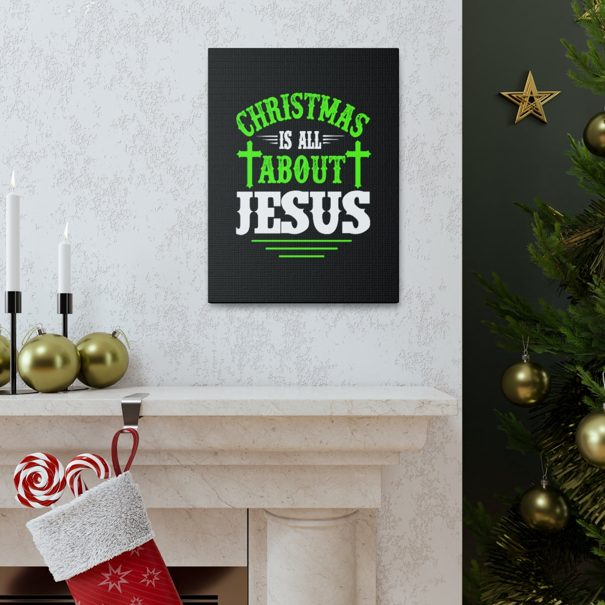 Scripture Walls Christmas Is All About Jesus Luke 2:11 Christian Wall Art Bible Verse Print Ready to Hang Unframed-Express Your Love Gifts