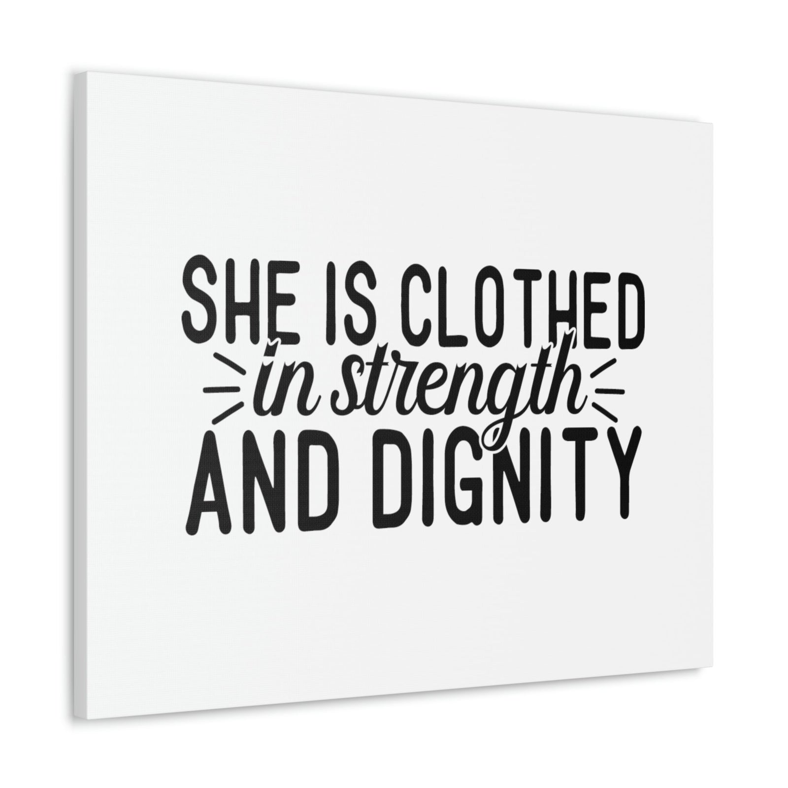 Scripture Walls Clothed In Strength And Dignity Proverbs 31:25 White Christian Wall Art Bible Verse Print Ready to Hang Unframed-Express Your Love Gifts